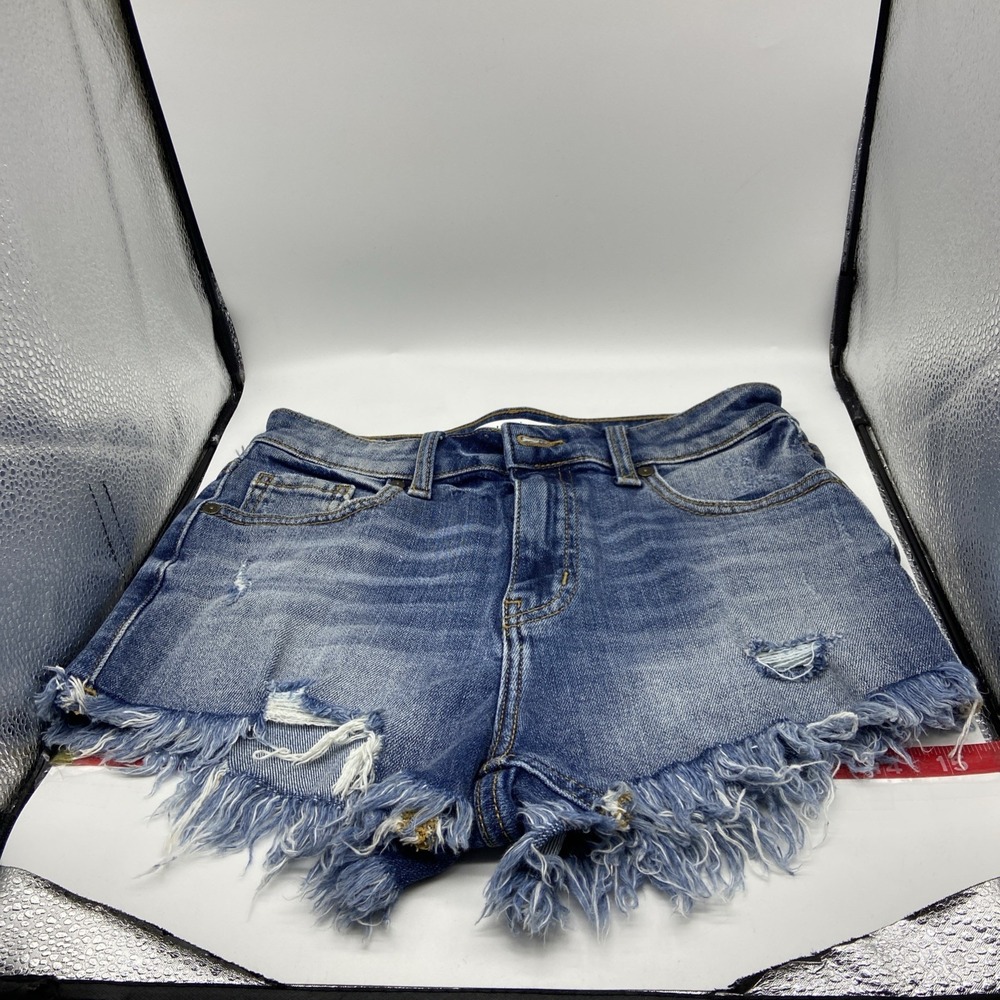 Eunina Shorts Juniors Lulu High rise Cut Off Shortie Distressed Shorts Denim XS